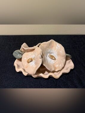 Vintage Studio Pottery Calla Lily Trinket Dish - Signed Handmade Sculptural